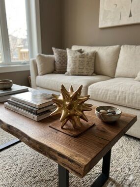 Modern 26-Spike Starburst Sculpture - Bronze Gold Metallic Urchin Decor, 5"